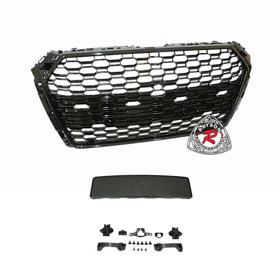 RS4 Style Front Grille (Black) For 2017-2019 Audi A4 S4 (B9)