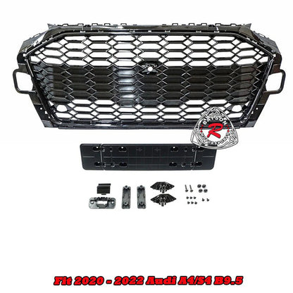 RS4 Style Front Grille (Black) For 2020-Up Audi A4 (B9.5) (Wont fit S4 / A4 S-Line)