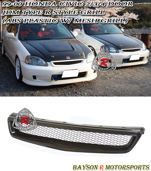 TR Style Front Grille With Mesh For 1999-2000 Honda Civic (2Dr Coupe/3Dr Hatchback/4Dr Sedan)