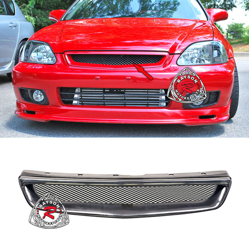 TR Style Front Grille With Mesh For 1999-2000 Honda Civic (2Dr Coupe/3Dr Hatchback/4Dr Sedan)