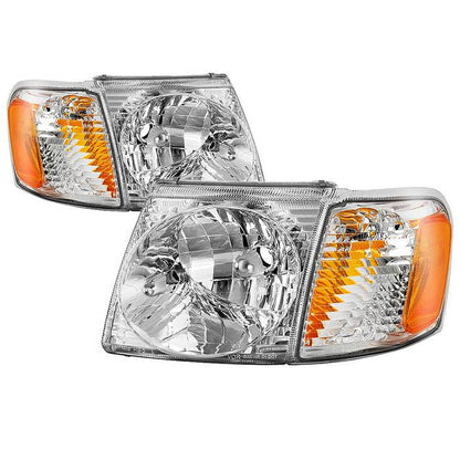 SPYDER xTune 01-03 Ford Explorer Sport 4pc OEM Style Headlights w/Corners - Chrome (HD-JH-FEXP01-ST-C) 9042621