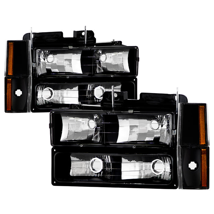 SPYDER Xtune GMC Yukon 92-93 Crystal Headlights w/ Corner & Bumper Black HD-JH-GMCCK88-AM-BK-SET 5073518