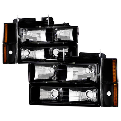 SPYDER Xtune GMC Yukon 92-93 Crystal Headlights w/ Corner & Bumper Black HD-JH-GMCCK88-AM-BK-SET 5073518