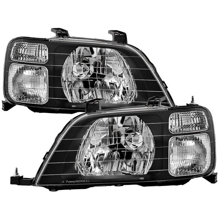 SPYDER 97-01 Honda CR-V Halogen OEM Style Headlight - Set - Black (HD-JH-HCRV97-BK) 9054747