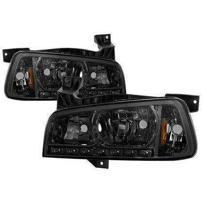 SPYDER Xtune Dodge Charger 06-10 1Pc LED Crystal Headlights Smoke HD-ON-DCH05-1PC-LED-SM 5017642