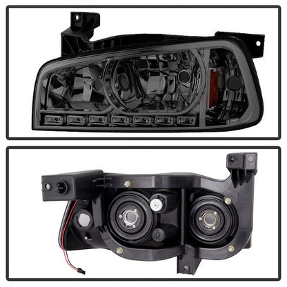 SPYDER Xtune Dodge Charger 06-10 1Pc LED Crystal Headlights Smoke HD-ON-DCH05-1PC-LED-SM 5017642