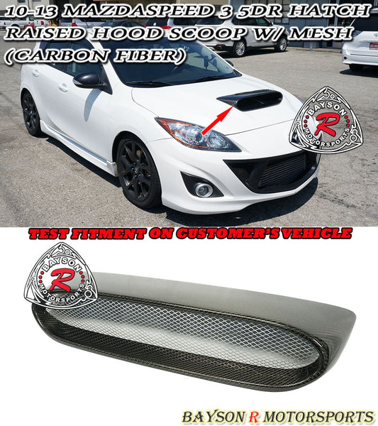Raised Style (Carbon Fiber) Hood Scoop For 2010-2013 Mazdaspeed-3 (5Dr Hatchback)
