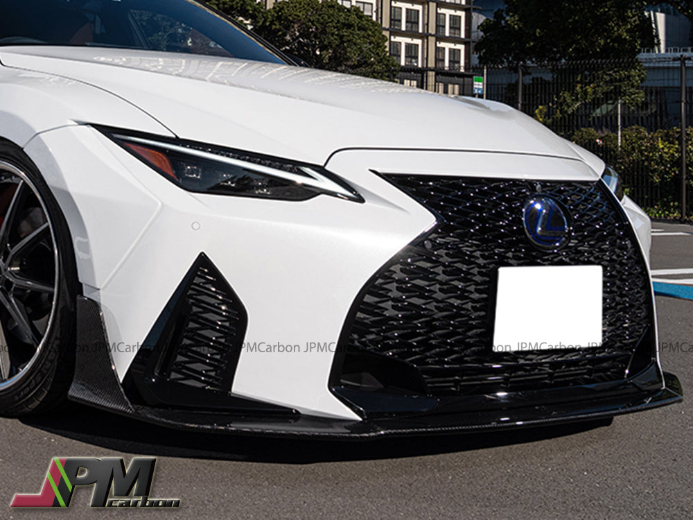 [JPMCarbon] AT Style Carbon Fiber Front Bumper Add-on Lip 3PCS Fits For 2021+ Lexus IS500 with F-Sport Package Only