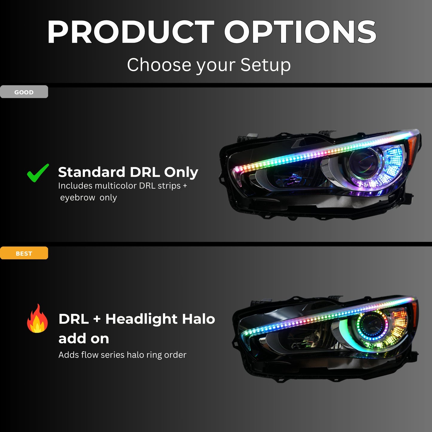 Infiniti Q50 Multicolor Flow DRL Boards (2014-2024)