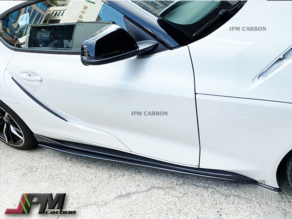 MX Style Carbon Fiber Side Skirt Expansion Lips For 2019-2024 Toyota GR Supra A90 A91