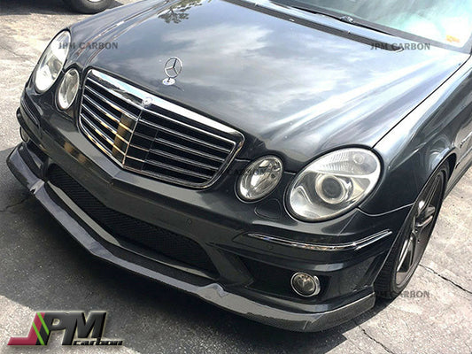 CS2 Style Carbon Fiber Front Bumper Lip + Diffuser + Rear Splitter Lip Fits For 2006-2009 Mercedes-Benz W211 E63 AMG Only
