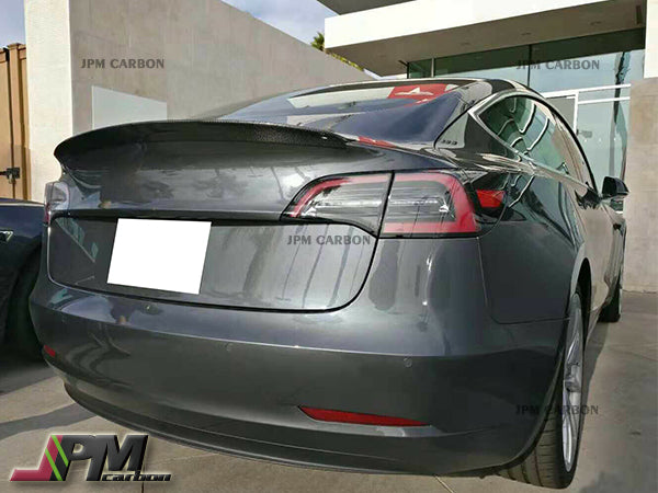 S Style Carbon Fiber Trunk Spoiler Fits For 2017-2023 Tesla Model 3 Only