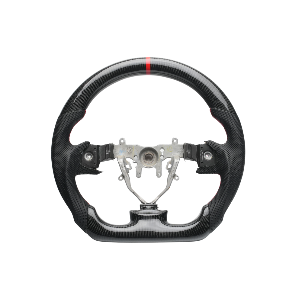 JDMuscle [08-14 WRX/STI] Carbon Lite Series Carbon Fiber Steering Wheel w/ Red Accents