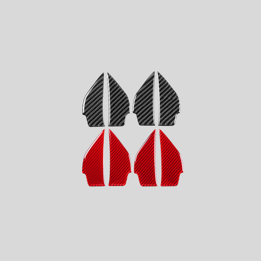 JDMuscle [22-25 WRX] P&S Series Carbon Fiber Interior Door Bowl Trim 4 PC | Black Carbon Fiber/ Red Carbon Fiber