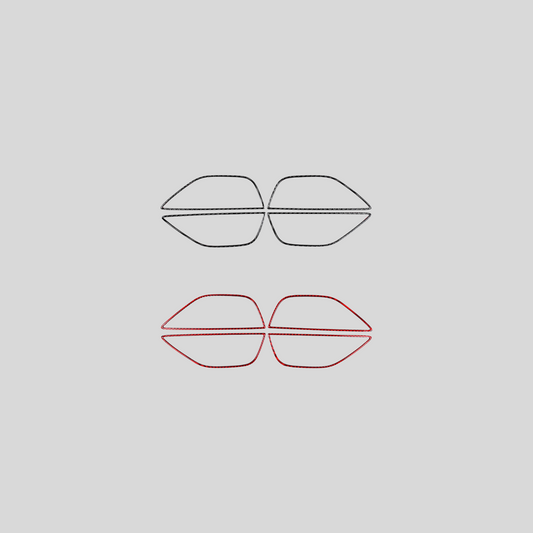 JDMuscle [22-25 WRX] P&S Series Carbon Fiber Interior Door Handle Frame Covers 4 PC | Black Carbon Fiber/ Red Carbon Fiber