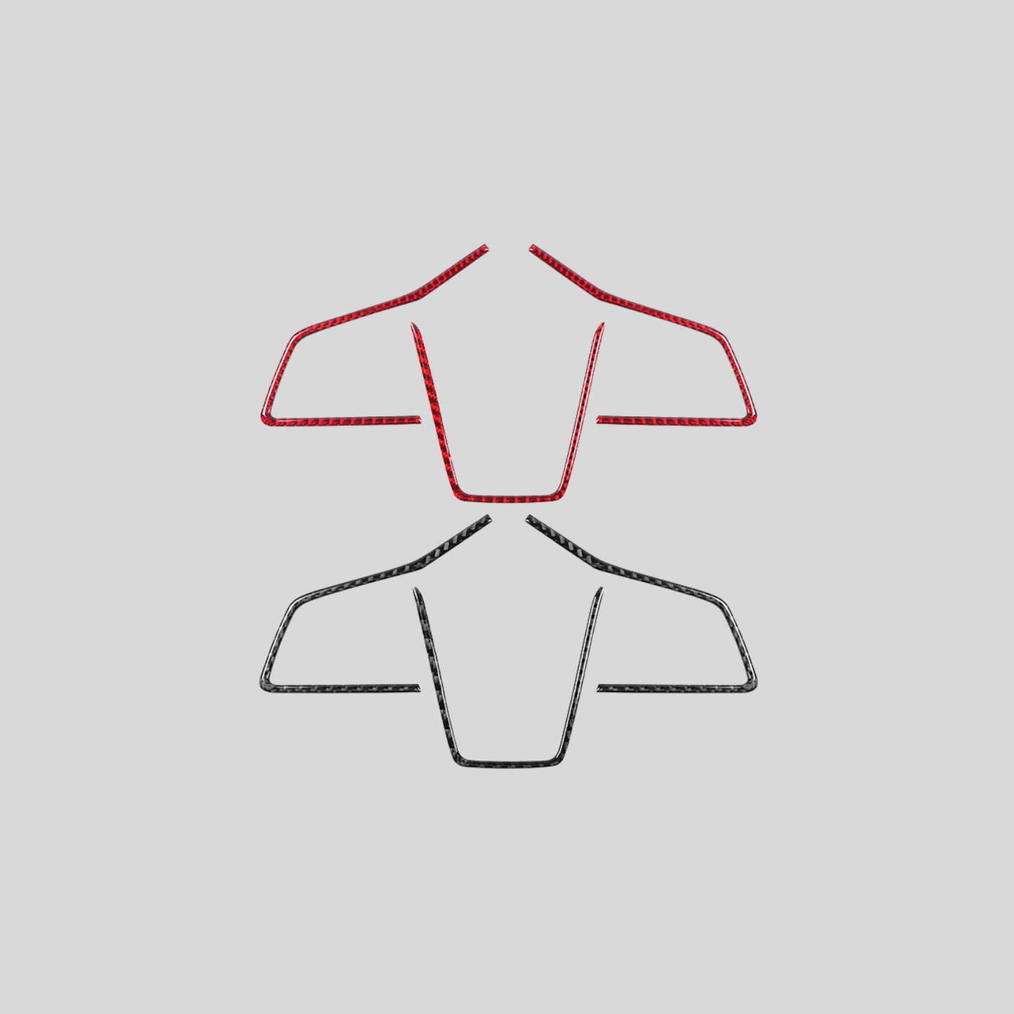 JDMuscle [22-25 WRX] P&S Series Carbon Fiber Steering Wheel Trim Covers 3 PC | Black Carbon Fiber/ Red Carbon Fiber