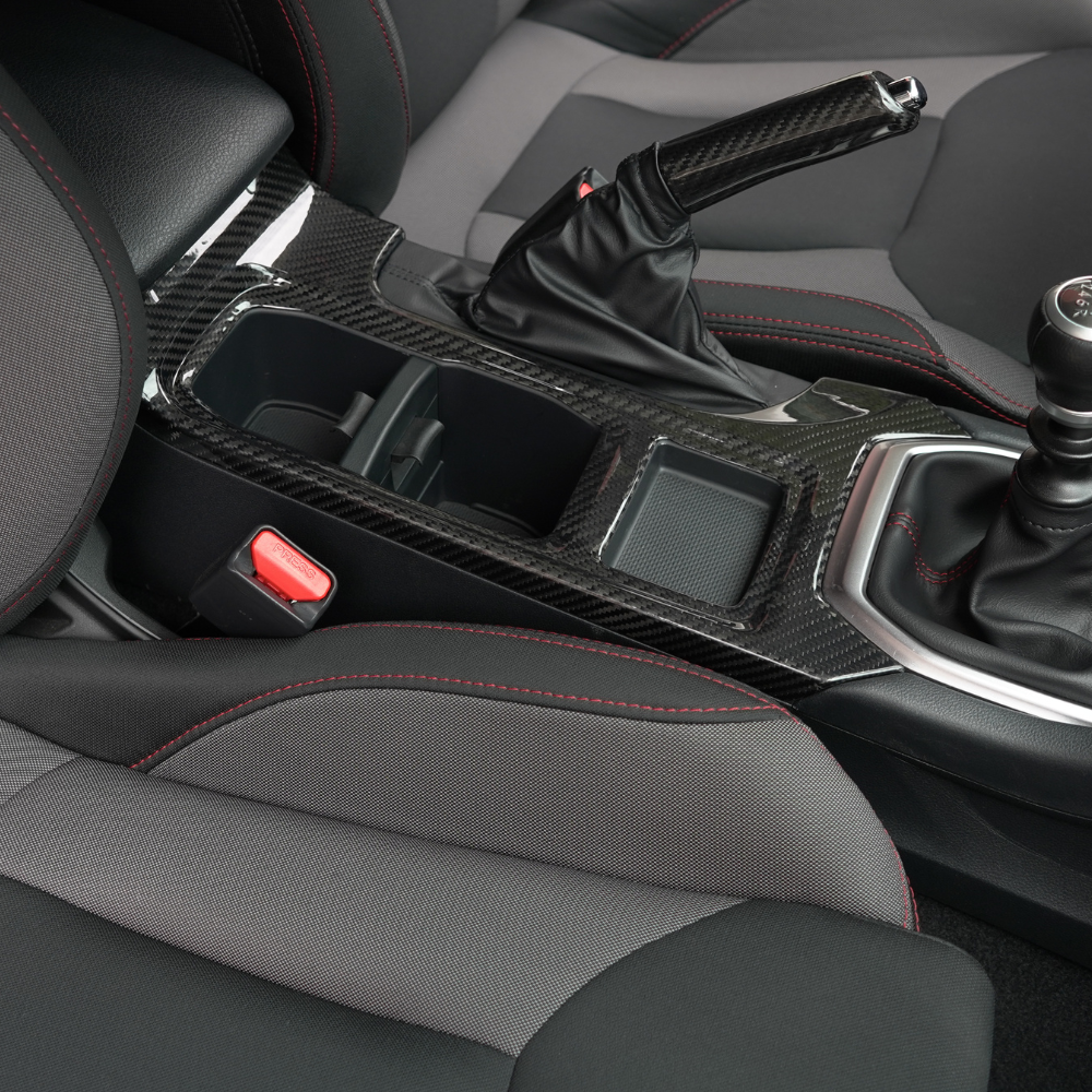 JDMuscle [22-25 WRX] Tanso Dry Carbon Fiber Cup Holder Trim Cover