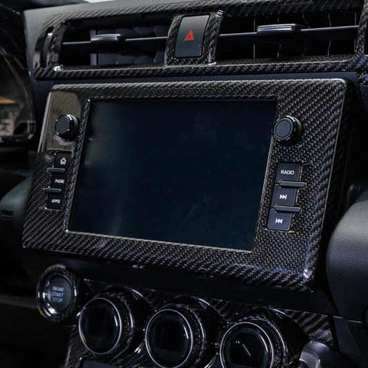 JDMuscle 22+ BRZ/GR86 Tanso Dry Carbon Fiber Center Mutimedia/ Radio Screen Cover w/ Gloss Finish
