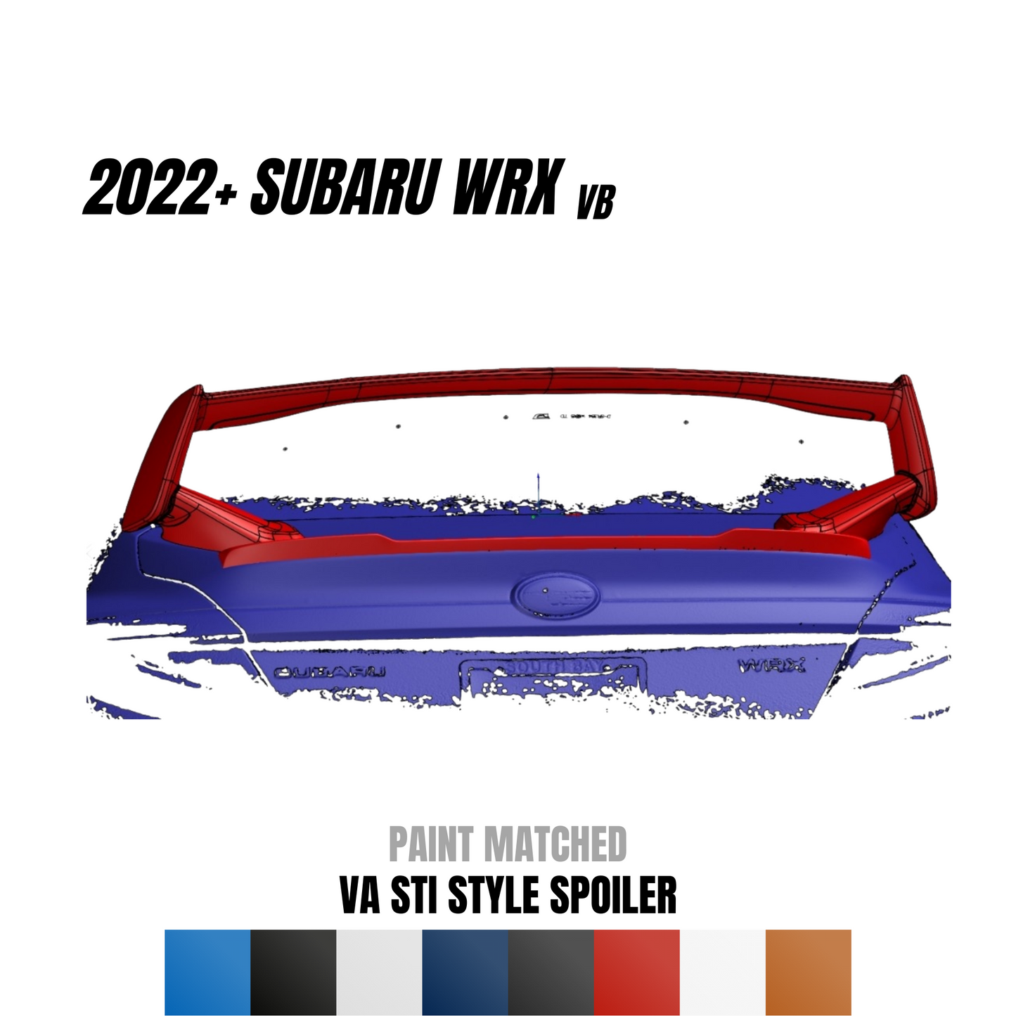 JDMuscle [22-25 WRX] VA STI Style 3-Piece Spoiler-Paint Matched/Gloss Black/ABS *Final Edition