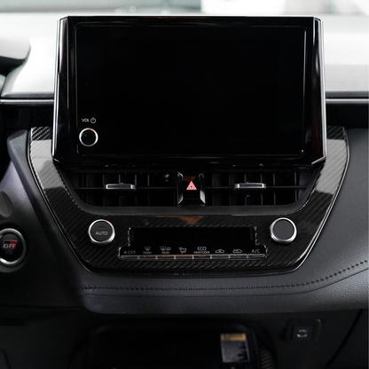 JDMuscle [23-24* Toyota GR Corolla] Carbon Fiber Center AC Knob Panel Cover