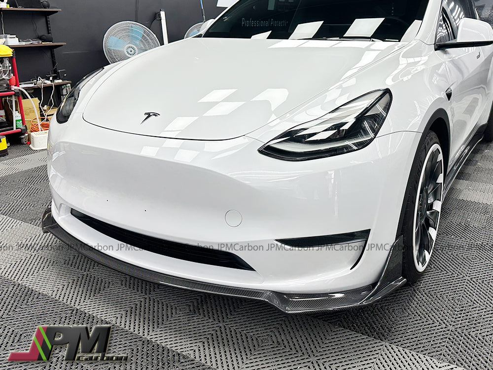 DP Style Carbon Fiber Front Add-on Lips Fits For 2020-2023 Tesla Model Y Only