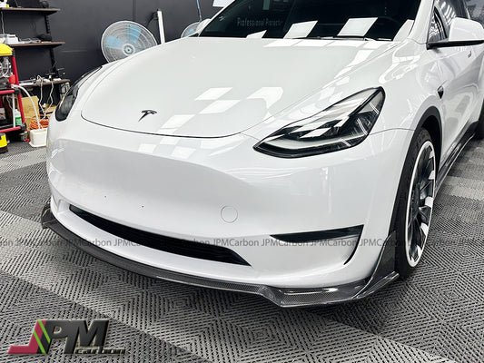 DP Style Carbon Fiber Front Add-on Lips Fits For 2020-2023 Tesla Model Y Only