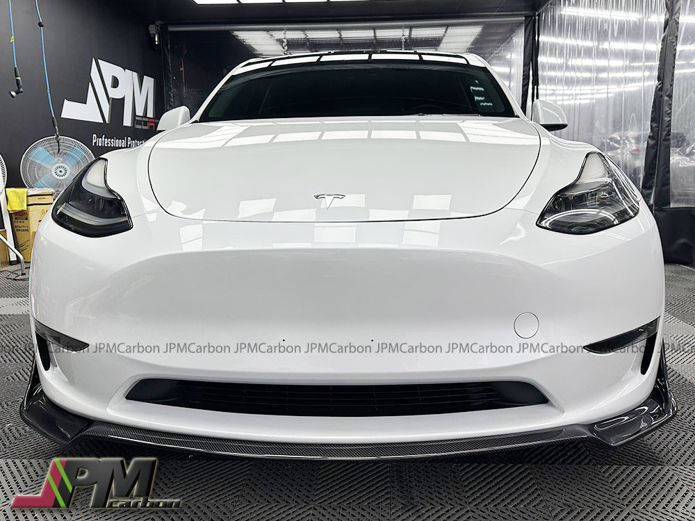 DP Style Carbon Fiber Front Add-on Lips Fits For 2020-2023 Tesla Model Y Only