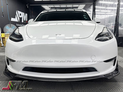 DP Style Carbon Fiber Front Add-on Lips Fits For 2020-2023 Tesla Model Y Only