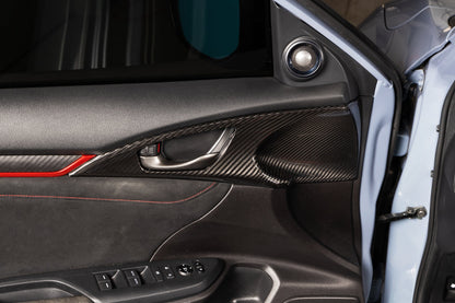OLM LE Carbon Fiber Interior Door Handle Trim Covers (Full Set) - 2016 - 21 Honda Civic / 2017-21 Honda Civic Type R