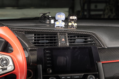 OLM LE Carbon Fiber Center Climate Control Vent Cover - 2016-2021 Honda Civic / 2016-2021 Honda Civic Type R