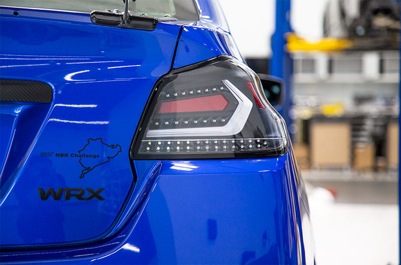 OLM Evolution Tail Lights (Clear Lens, Black Base, White Bar) - 2015-2021 WRX / STI