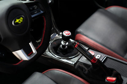 OLM Signature Series Ebrake Handle (Black Carbon w/Red) - 2015-2021 WRX & STI / 2013-2022 FR-S / BRZ / 86 / 2014-2018 Forester / 2013+ *Crosstrek