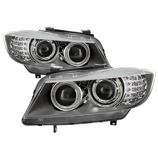 SPYDER xTune 08-13 BMW 3-Series E90/E91 4DR OEM Style Halogen Proj Headlights -Blk (PRO-JH-BE9009-AM-BK) 9943621