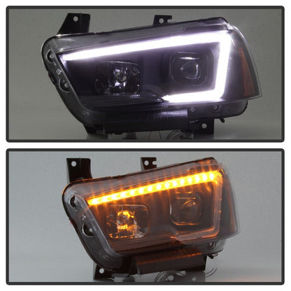 SPYDER xTune 11-14 Dodge Charger Projector Headlights - Halogen - DRL - Black (PRO-JH-DCHA11-LB-BK) 9041730
