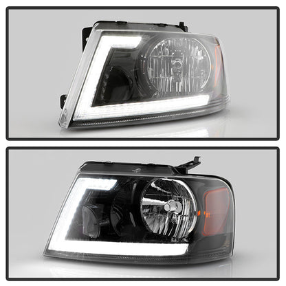 SPYDER xTune 04-08 Ford F150 S/B LED Sig w/DRL Crystal Headlights - Black (PRO-JH-FF15004-LED-SB-BK) 9950216