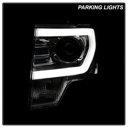 SPYDER xTune Ford F-150 09-14 Projector Headlights - Light Bar DRL - Chrome PRO-JH-FF15009-LBDRL-C 9037269