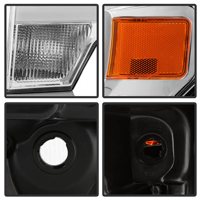 SPYDER xTune Ford F-150 09-14 Projector Headlights - Light Bar DRL - Chrome PRO-JH-FF15009-LBDRL-C 9037269