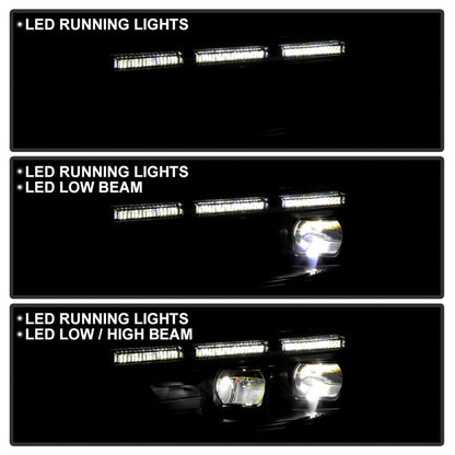 SPYDER xTune Ford Mustang 15-17 Full LED Headlights w/ Welcome Light - Black PRO-JH-FM15-FLED-BK 9055447