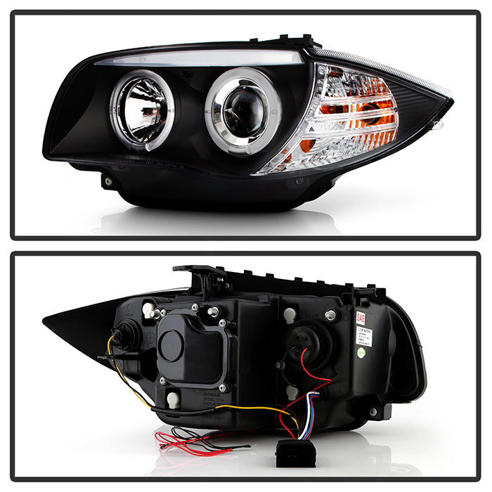 Spyder BMW E87 1-Series 08-11 Projector Headlights LED Halo Black High H1 Low H7 PRO-YD-BMWE87-HL-BK 5008985