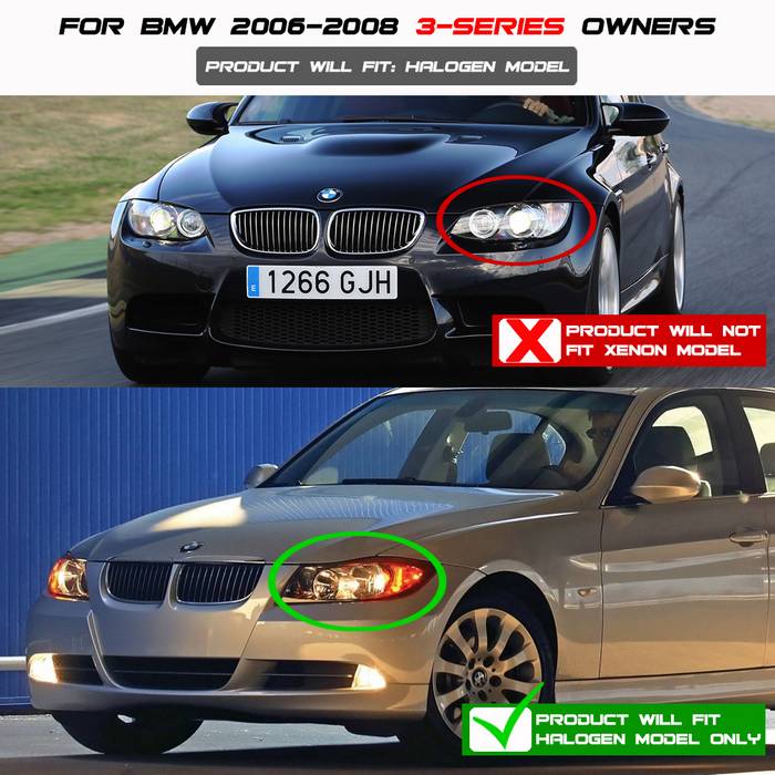 Spyder BMW E90 3-Series 06-08 Projector LED Halo Amber Reflctr Rplc Bulb Blk PRO-YD-BMWE9005-AM-BK 5009005
