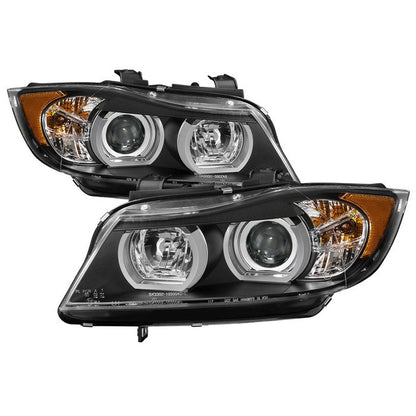 06-08 E90 AFS HID Projector Headlights, Black, Spyder 5083838