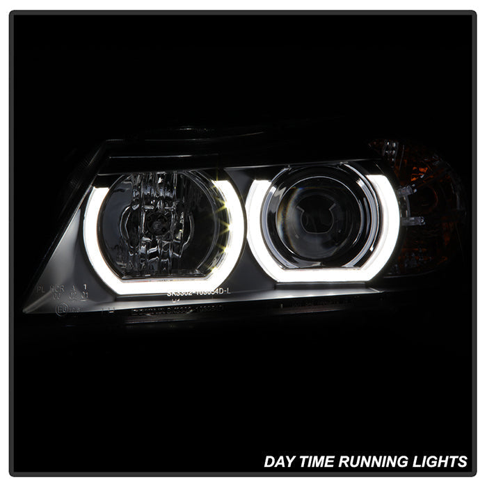 06-08 E90 AFS HID Projector Headlights, Black, Spyder 5083838