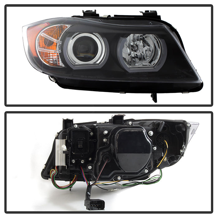 06-08 E90 AFS HID Projector Headlights, Black, Spyder 5083838