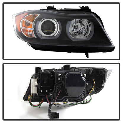 06-08 E90 AFS HID Projector Headlights, Black, Spyder 5083838