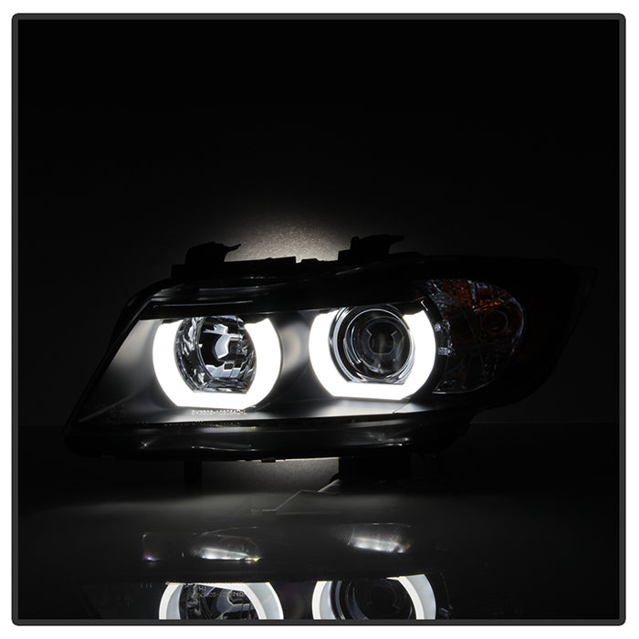 06-08 E90 AFS HID Projector Headlights, Black, Spyder 5083838