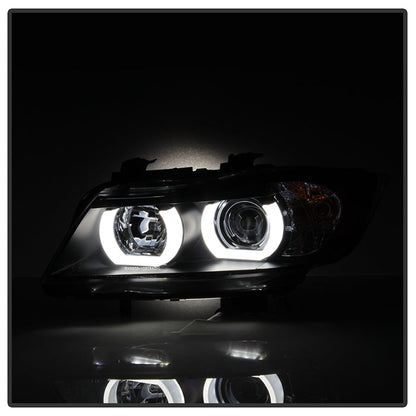 06-08 E90 AFS HID Projector Headlights, Black, Spyder 5083838
