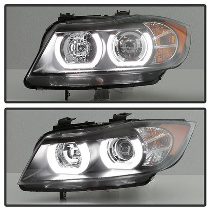 06-08 E90 AFS HID Projector Headlights, Black, Spyder 5083838