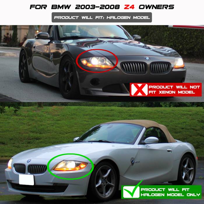 Spyder BMW Z4 03-08 Projector Headlights Halogen Model Only - LED Halo Black PRO-YD-BMWZ403-HL-BK 5029072
