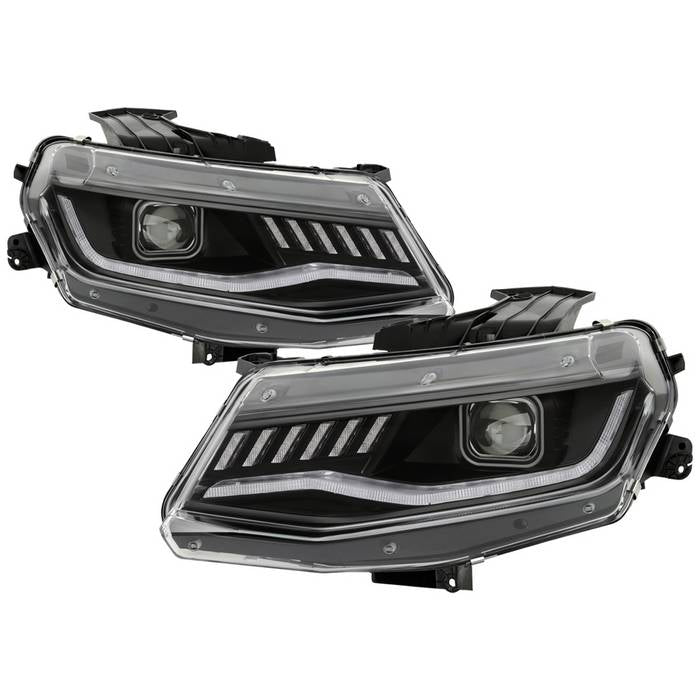Spyder Chevy Camaro 16-18 Halogen Model Projector Headlights Black PRO-YD-CCAM16HALSI-SEQ-BK 5087331