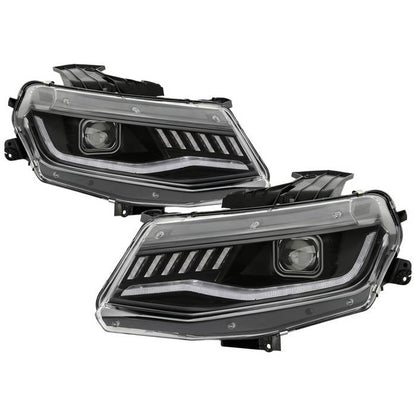 Spyder Chevy Camaro 16-18 Halogen Model Projector Headlights Black PRO-YD-CCAM16HALSI-SEQ-BK 5087331